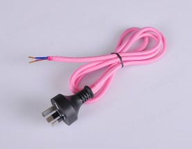 Australian 3 Pin Plug with Fabric Cable Pink